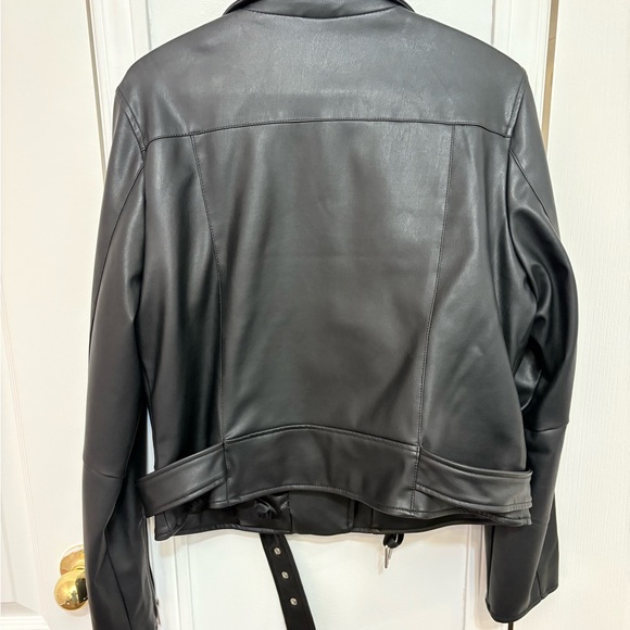 Calvin Klein Jeans Black Leather Biker Jacket - Picture 4 of 6